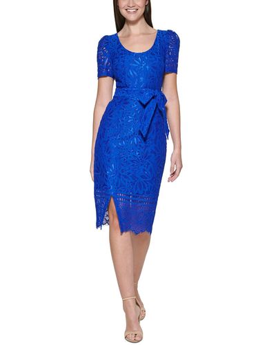 Kensie Lace Midi Sheath Dress - Blue