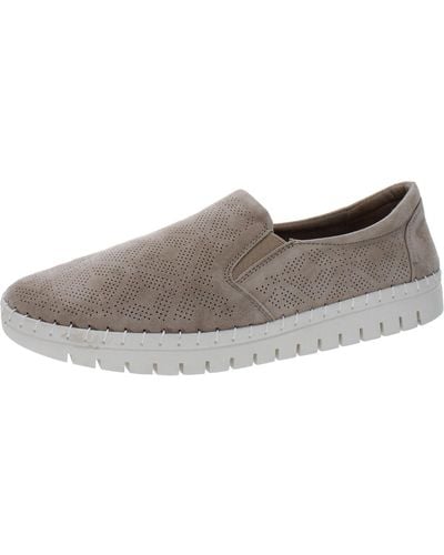 Bella Vita Aviana Leather Slip On Loafers - Gray