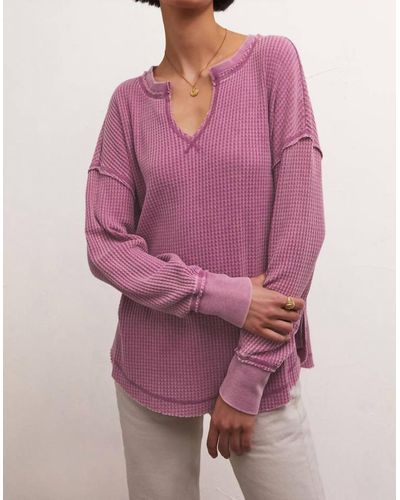 Z Supply Driftwood Thermal Long Sleeve Top In Azella - Purple
