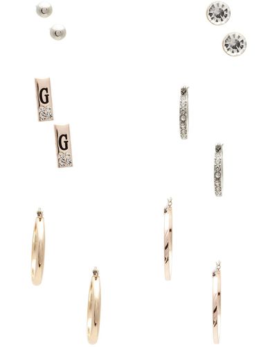 Guess Factory Mixed-metal Hoop And Stud Earrings Set - White