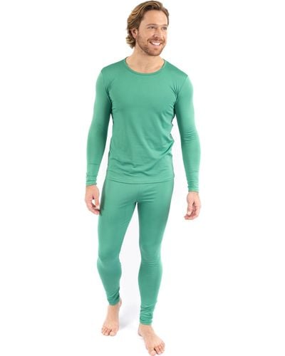 Leveret Two Piece Thermal Pajamas - Green