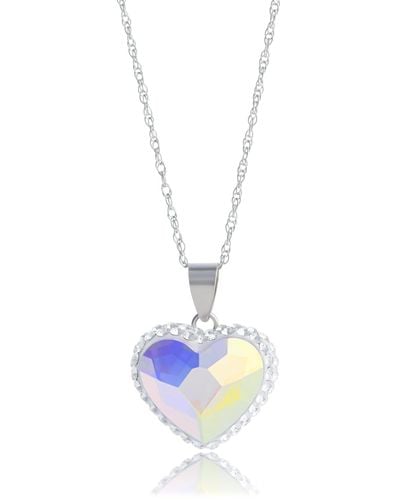 MAX + STONE Sterling Silver Blue And White Swarovski Crystal Heart Pendant