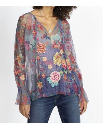 Johnny Was Calliope Mesh Blouse - Blue