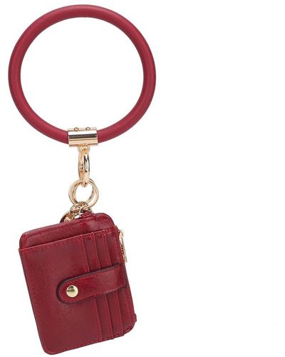 MKF Collection by Mia K Jordyn Vegan Leather Bracelet Keychain With A Credit Card Holder - Metallic