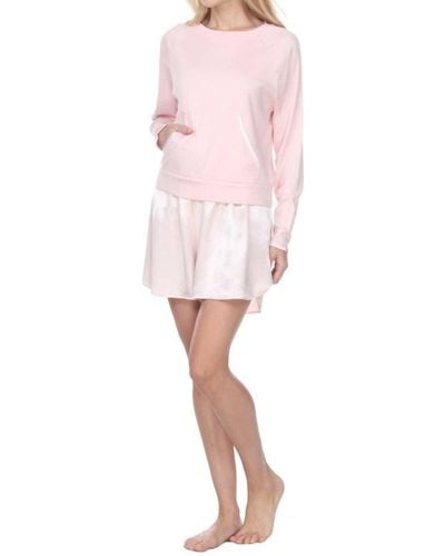 PJ Harlow Becca Long Sleeve Semi Crop Sweatshirt - Pink