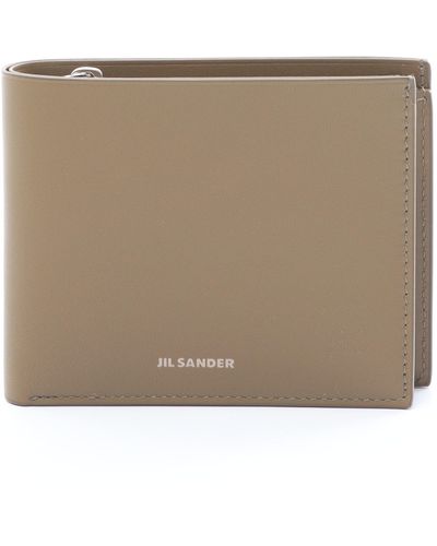 Jil Sander Zip Pocket Wallet Bi-fold Wallet Leather Khaki Brown