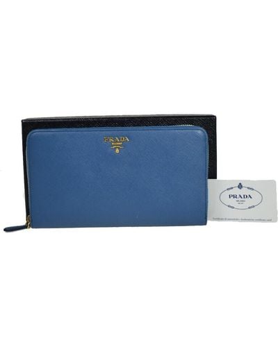 Prada Saffiano Leather Wallet (pre-owned) - Blue