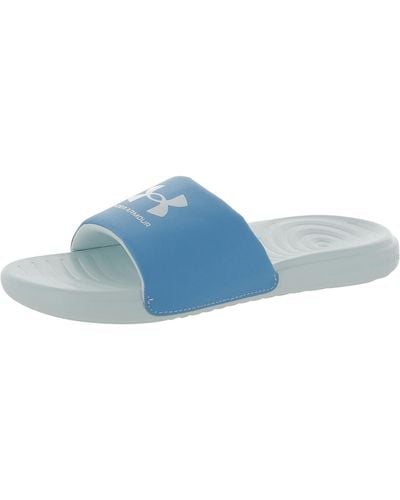 Under Armour Ansa Fix Slip On Open Toe Slide Sandals - Blue