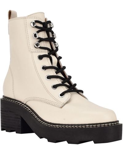 Calvin Klein Abeni Leather Platform Combat & Lace-up Boots - Black