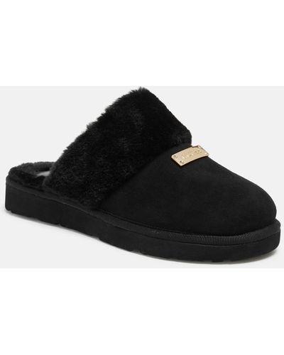 Guess Factory Sandley Shearling Slippers - Black