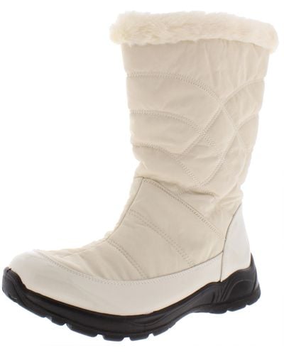 Easy Street Cuddle Quilted Faux Fur Winter Boots - Natural