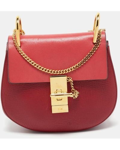 Chloé Chloé Leather Mini Drew Chian Shoulder Bag - Red