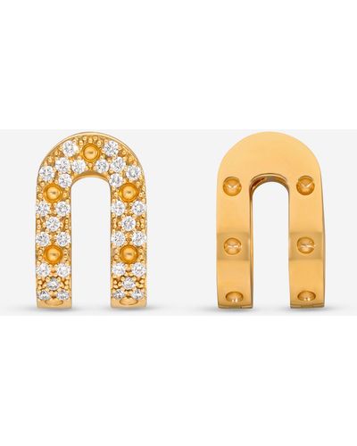 Roberto Coin Double Symphony 18k Yellow Gold Diamond Pois Mois Earrings 7771808ayerx - Metallic