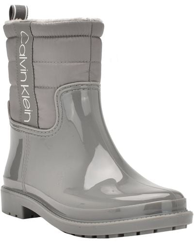 Calvin Klein Sisely Ankle Block Heel Rain Boots - Gray