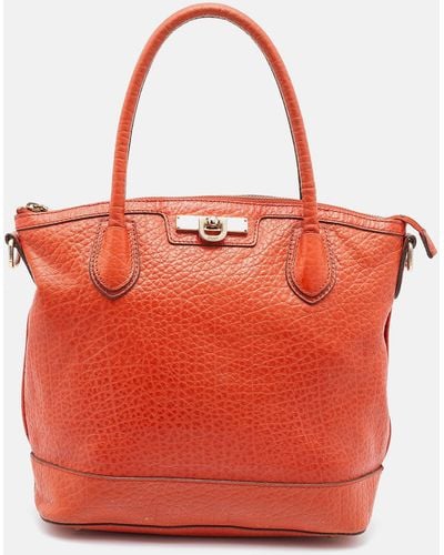 DKNY Leather Top Zip Tote - Red