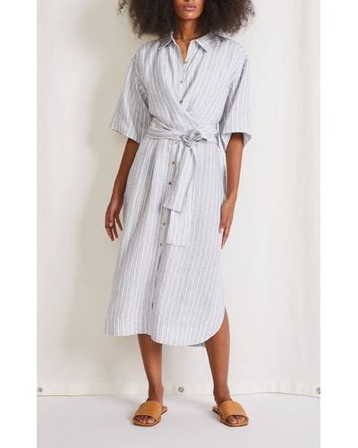 Apiece Apart Nicoya Wrap Dress In Textured Stripe (txstp) - White
