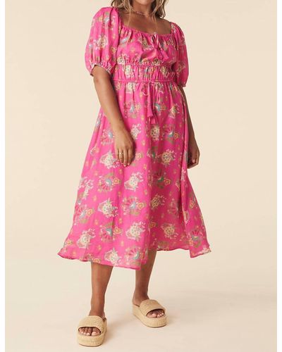 Spell Solstice Linen Soiree Dress - Pink
