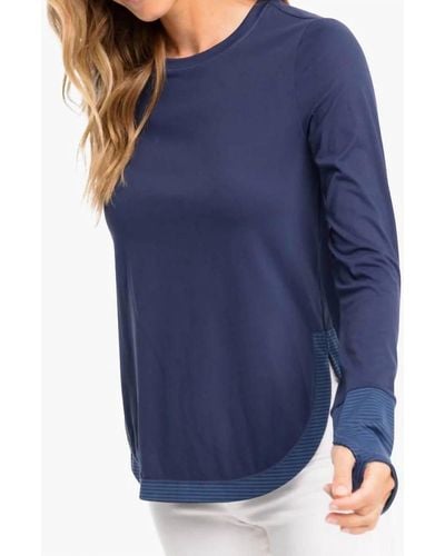 Southern Tide Demy Long Sleeve Performance Top - Blue