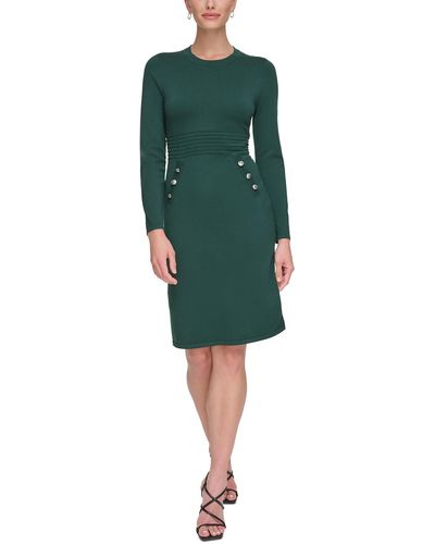 DKNY Knee Length Embellished Sheath Dress - Green