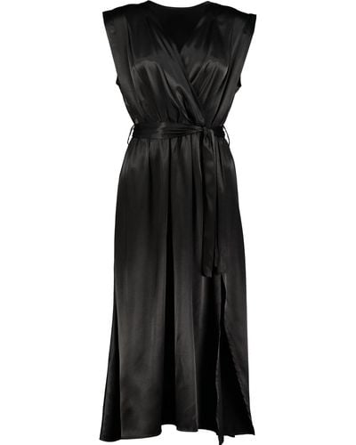Bishop + Young Aeries Satin Wrap Dress - Black