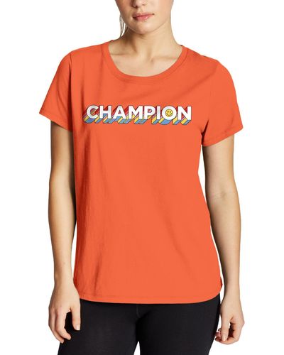 Champion Crewneck Knit Graphic T-shirt - Orange