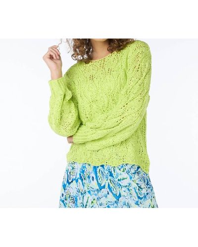 EsQualo Round Neck Tape Yarn Sweater - Green