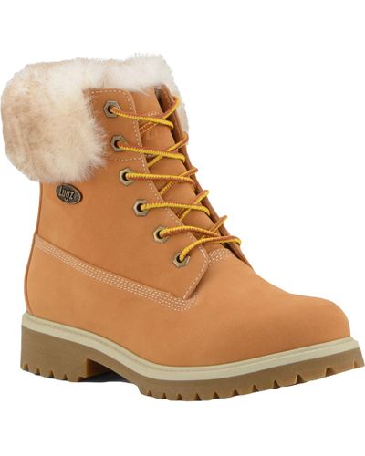 Lugz Convoy Fur Faux Fur Lined Cold Weather Combat & Lace-up Boots - Brown