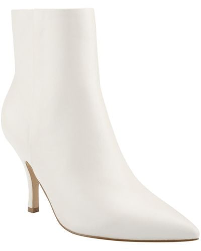 Marc Fisher Fergus Leather Pointed Toe Ankle Boots - White