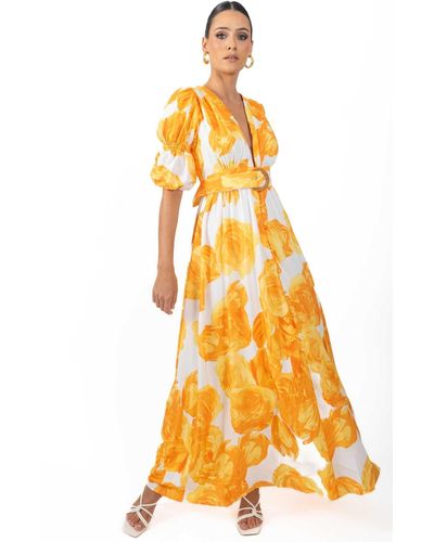 Akalia Verona Maxi Floral Dress - Yellow