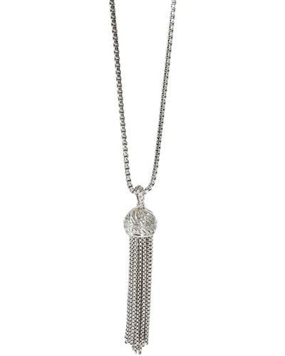 David Yurman Cable Diamond Tassel Pendant In Sterling Silver - Metallic