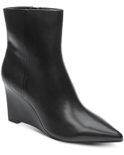 Sanctuary Pacer Pointed Toe Wedge Heel Ankle Boots - Black