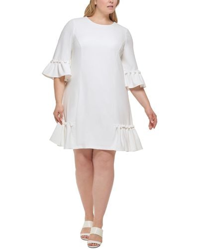 Calvin Klein Plus Ruffled Work Sheath Dress - White