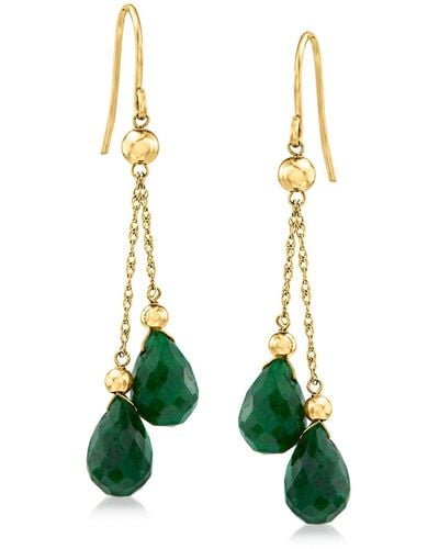 Ross-Simons Emerald Double-drop Earrings - Green