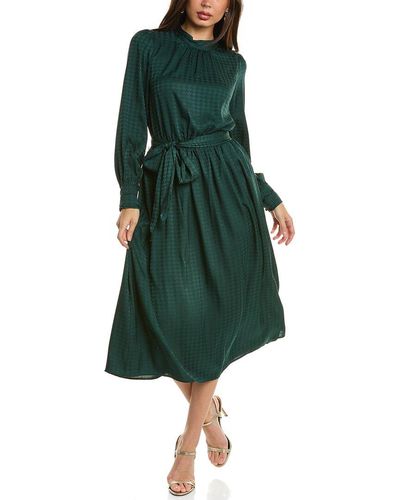 Dress Forum Houndstooth Satin Midi Dress - Green