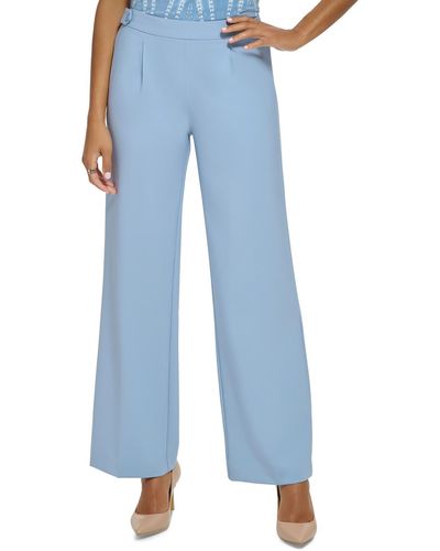 Calvin Klein Mid Rise Wide Leg Dress Pants - Blue