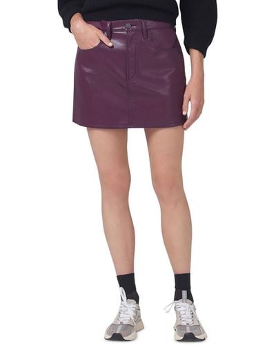 Citizens of Humanity Short Recycled Leather Mini Skirt - Purple