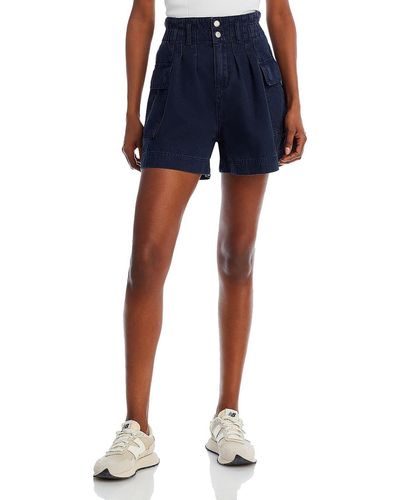 Blank NYC Cotton Blend Utility High-waist Shorts - Blue