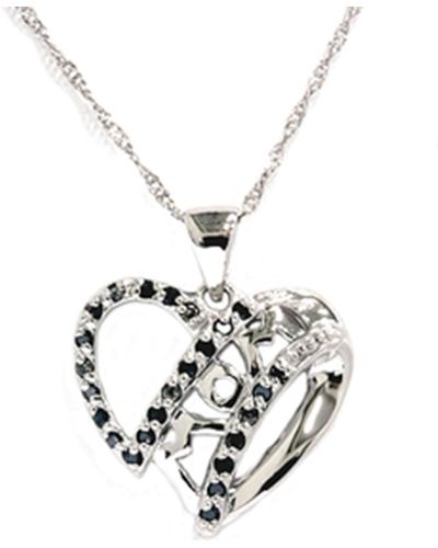 Pompeii3 Black Diamond Mom Heart Pendant Necklace - Metallic