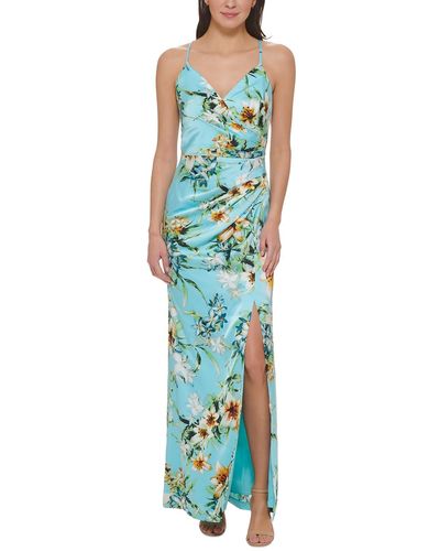 Vince Camuto Floral Print Long Maxi Dress - Blue