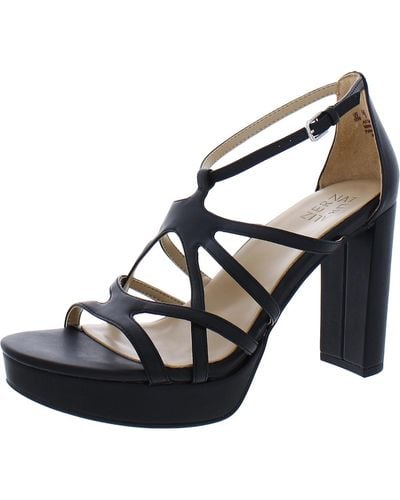 Naturalizer Neona Faux Leather Heel Platform Sandals - Black