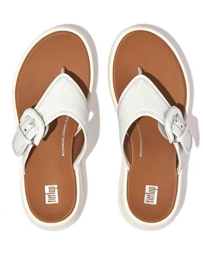Fitflop F-mode Buckle Canvas Flatform Toe-post Sandals - Brown