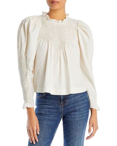 Sea Casey Smocked Ruffled Pullover Top - White