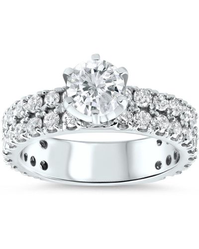 Pompeii3 2 3/8 Cttw Diamond Engagement Ring Double Rose - Metallic