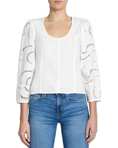 7 For All Mankind Cotton Balloon Sleeves Blouse - White