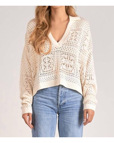 Elan Crochet Sweater - White