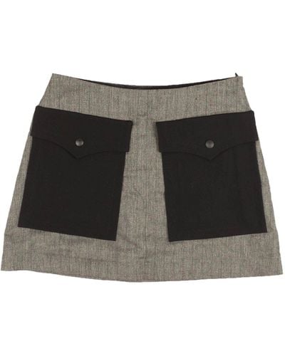 Palm Angels Gray Pinstripe Sensitive Content Mini Skirt - Black