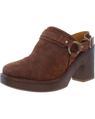 Born Hudson Suede Harness Mules - Brown
