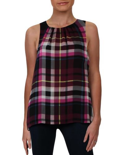 Vince Camuto Plaid Swing Tank Top - Red