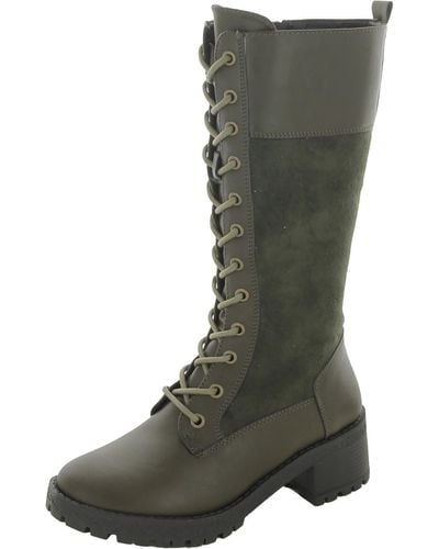 Gc Shoes Rook Faux Leather Tall Combat & Lace-up Boots - Green