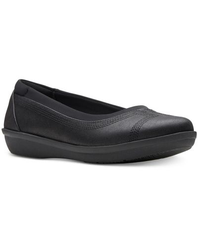 Clarks Ayla Low Faux Leather Flats - Black